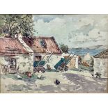 James Wilson Kinnell Corner of an Arran Croft signed, label to verso, watercolour, 27cm x 37cm