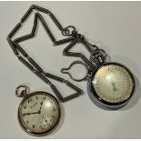 A Sackville gold plated gentlemen's dress pocket watch; stopwatch on Albert