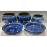 A pair of large Denby Danesby Ware Electric Blue ovoid jardinieres, printed marks, 18cm high; a pair