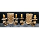 Architectural Salvage - a unusually large pair of gilt composition two-branch wall lights, in the