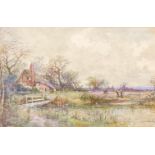 Cyril Wood (19th century) Spring Time in the Wye Valley signed, watercolour, 33cm x 51cm