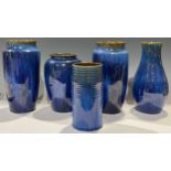 A pair of Denby Danesby Ware Electric Blue slender shoulder vases, printed marks, 27cm high; other