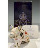 A Royal Crown Derby Prudence Piggy Bank, pre-release for Peter Jones of Wakefield, limited edition