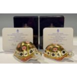 A pair of Royal Crown Derby paperweights, Yorkshire Rose Tortoise Mother and Yorkshire Rose Baby