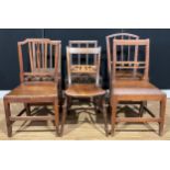 A harlequin suite of six 18th and 19th century provincial vernacular side chairs (6)