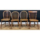 A 19th century ash and elm Windsor side chair; others, similar (4)