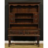 A Charles II inspired oak dresser, 186.5cm high, 143cm wide, 46cm deep