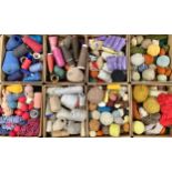 Textiles and Haberdashery - a large quantity of wool, yarn, twine, etc, some hand spun, quantity