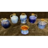 A pair of Denby Danesby Ware Electric Blue single handled ovoid vases or jugs, printed marks, 19cm