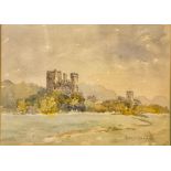 Ronald Crampton (1905 - 1985) Village with Castle Ruins signed, watercolour, 25.5cm x 35cm