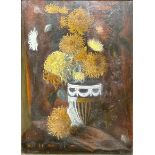 English School (early 20th century) Still life of chrysanthemums in a vase oil on canvas, 73cm x