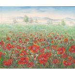 English School Poppy Fields oil on canvas, 50cm x 60cm