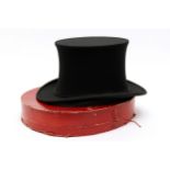 Vintage Fashion and Costume - a collapsible travelling black top hat, the lining stamped ‘HARRY