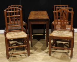 A 19th century oak gateleg table, 71cm high, 49cm wide opening to 154cm long, 103.5cm wide; a