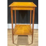 An Edwardian satinwood lamp or occasional table, open undertier, 67.5cm high, 38cm wide, 37cm deep