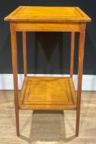 An Edwardian satinwood lamp or occasional table, open undertier, 67.5cm high, 38cm wide, 37cm deep