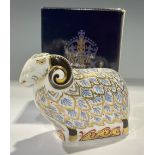 A Royal Crown Derby paperweight, Premier Ram, exclusive to The Royal Crown Derby Visitors Centre,