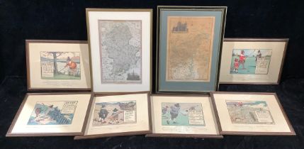 Charles Crombie, by, Rules of Golf, a set of six lithographic prints, Perrier advertising giveaways,