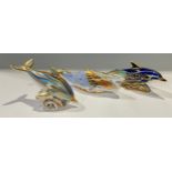A Royal Crown Derby paperweight, Oceanic Whale, Collector's Guild exclusive, gold stopper, 22cm, red