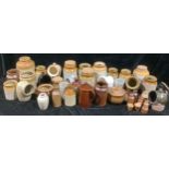 A quantity of 19th century and later stoneware preserve jars, various shapes and sizes; Victorian