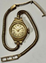 A 9ct gold lady's Avia wristwatch, integral 9ct gold bracelet strap, 11.9g gross