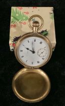 A gold plated hunter pocket watch, Thomas Russell, Liverpool, c.1930