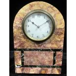 An Art Deco rouge marble arched top mantel clock, 24.5cm high