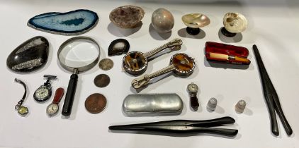 Boxes and Objects - an Edwardian silver and mother of pearl salt, Birmingham 1907; another; a silver