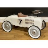 Toys & Juvenalia - a ‘vintage’ style children’s ride-on speedster car, the white powder coated