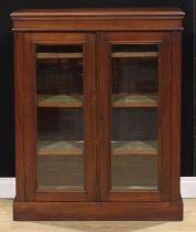 A Victorian walnut library bookcase, 110cm high, 88cm wide, 34cm deep, c.1880