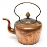 Metalware - a Victorian copper kettle, 34cm high