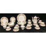 A Queens Rosina China Co. Woman and Home pattern dinner and coffee service, transfer printed with