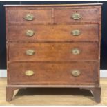 A George III mahogany banded oak chest, of two short and three long graduated drawers, 100.5cm high,