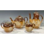 A Doulton Lambeth salt glazed harvest coffee pot, Birmingham 1904; others, teapot, Sheffield 1913; a