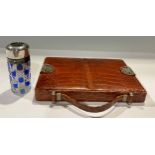 Lady's Accessories - a Fortnum & Mason, London, crocodile skin travelling vanity case/purse, split