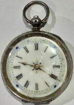 A late 19th century Swiss silver fob watch