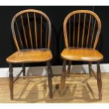 An associated pair of 19th century beech, ash and elm Windsor side chairs (2)