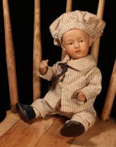 A Gebrüder Heubach (Germany) bisque head and painted composition bodied character doll, the bisque