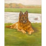 CRE German Shepherd Dog monogrammed, oil on canvas, 74.5cm x 59.5cm