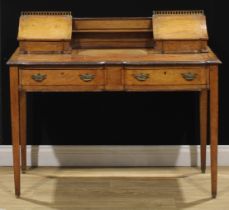 A Victorian gilt metal mounted oak Carlton House type writing desk, by Maple & Co, stamped, 92cm