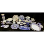 A Spode Italian blue and white rectangular sandwich tray; others, cake stand, etc; other blue and