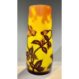 A reproduction Galle style pâte de verre cameo glass vase, 23cm