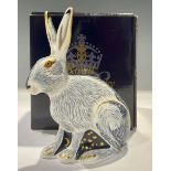 A Royal Crown Derby paperweight, Starlight Hare, exclusive to the Royal Crown Derby Collectors