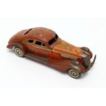 Toys & Juvenalia - a Kuramochi (CK Toys, Japan) tinplate and clockwork Police coupe car, 28cm