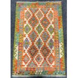 Carpets - a Chobi Kilim woollen runner or rug, multi-coloured geometric shapes, 163cm x 100cm