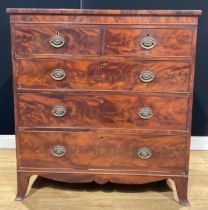 A Post-Regency mahogany chest, of two short and three long graduated drawers, 109cm high, 102.5cm