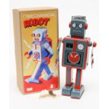 Toys & Juvenalia - a Chinese tinplate and clockwork mechanical robot, 23cm high boxed with clockwork