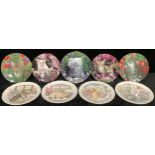 A set of four Royal Albert collector's plates, The Country Kitten Collection; five other Franklin