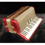 A continental piano accordion, Hohner, Carena IIIM, carry case