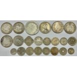 Coins - an Edward VII silver one rupee coin, 1906; other other Anglo-Indian silver coins circulated,